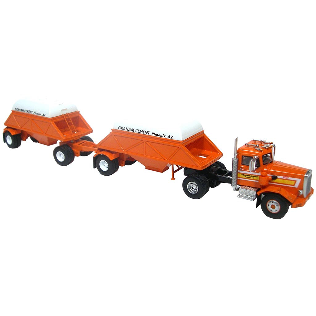 1971 Peterbilt 281 w/Double Bottom Dump Trailers "Graham Cement" (Orange)