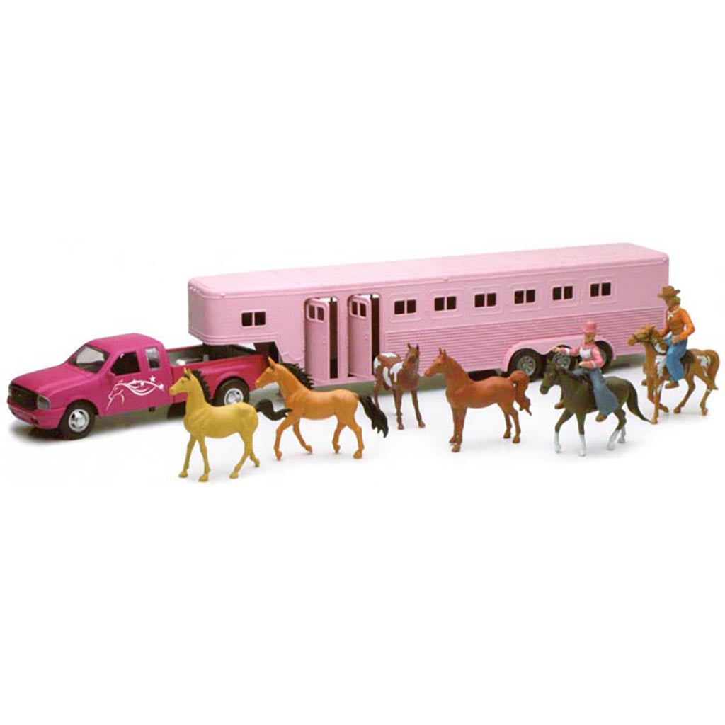 Ford Pickup w/Fifth Wheel Horse Trailer Set (Pink)