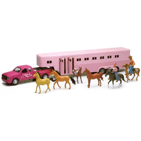 Ford Pickup w/Fifth Wheel Horse Trailer Set (Pink)