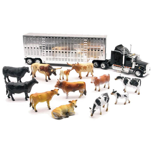 Kenworth W900 w/Livestock Trailer (1:43) & Cattle (1:32)