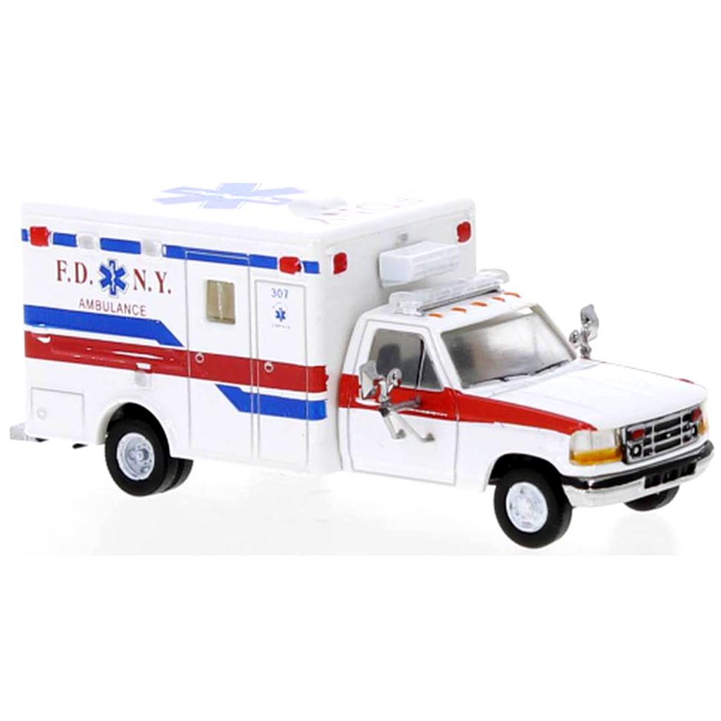 1997 Ford F-350 Horton Ambulance "FDNY" (White w/Blue & Red Stripes)