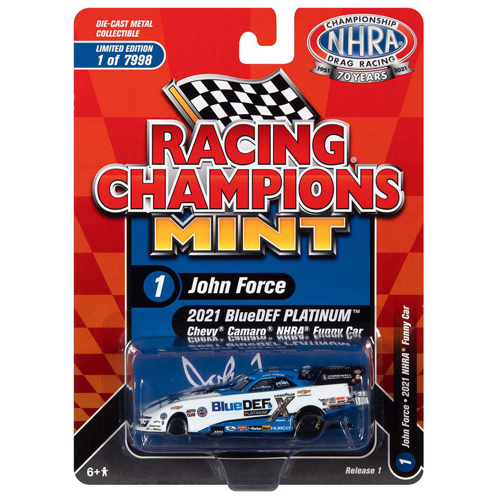 2021 Chevrolet Camaro NHRA Funny Car "John Force - BlueDEF Platinum - Peak Antifreeze" (Blue/White)