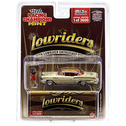 1958 Chevrolet Impala SS Lowrider (Light Yellow) w/Female Lowrider Enthusiast Figure