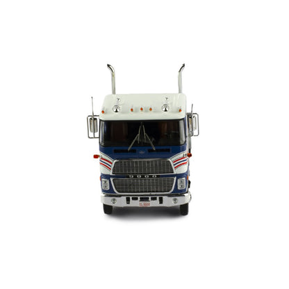 Model Ford CL 9000 truck with a blue and white color scheme on a white background