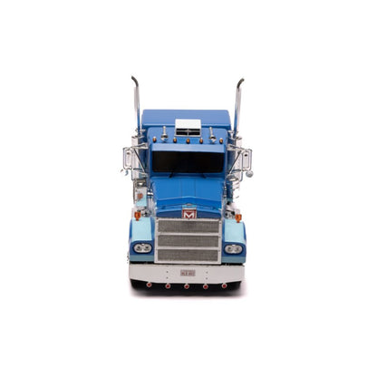 Blue toy Marmon truck on a white background