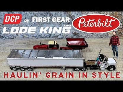 Peterbilt 379 Day Cab w/Lode King Distinction Tri-Axle Hopper Grain Trailer (White/Black)