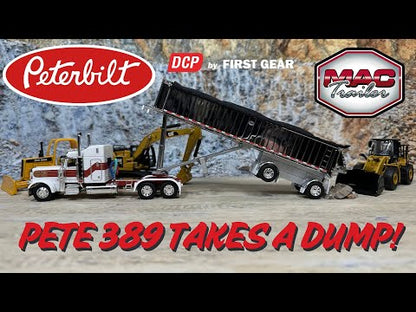 Peterbilt 389 w/MAC Coal Square Bottom Spread-Axle End Dump Trailer (White/Red/Gold)