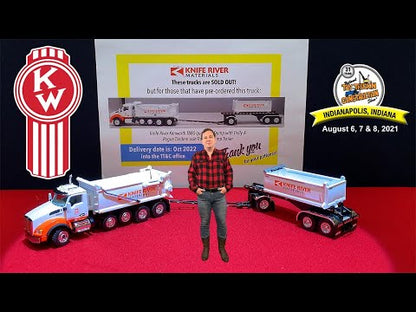 Kenworth T880 Dump Truck w/Rogue Transfer Dump Trailer "Knife River" (White/Orange)