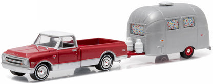 1968 Chevy C-10 (Red/White) w/Airstream 16' Bambi Sport Camper (Stainless Steel/Red Trim)
