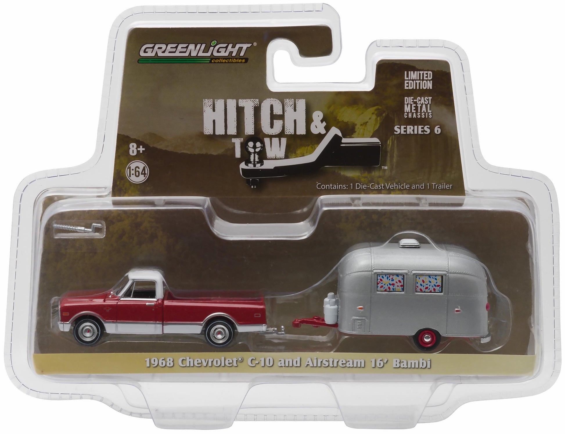 1968 Chevy C-10 (Red/White) w/Airstream 16' Bambi Sport Camper (Stainless Steel/Red Trim)