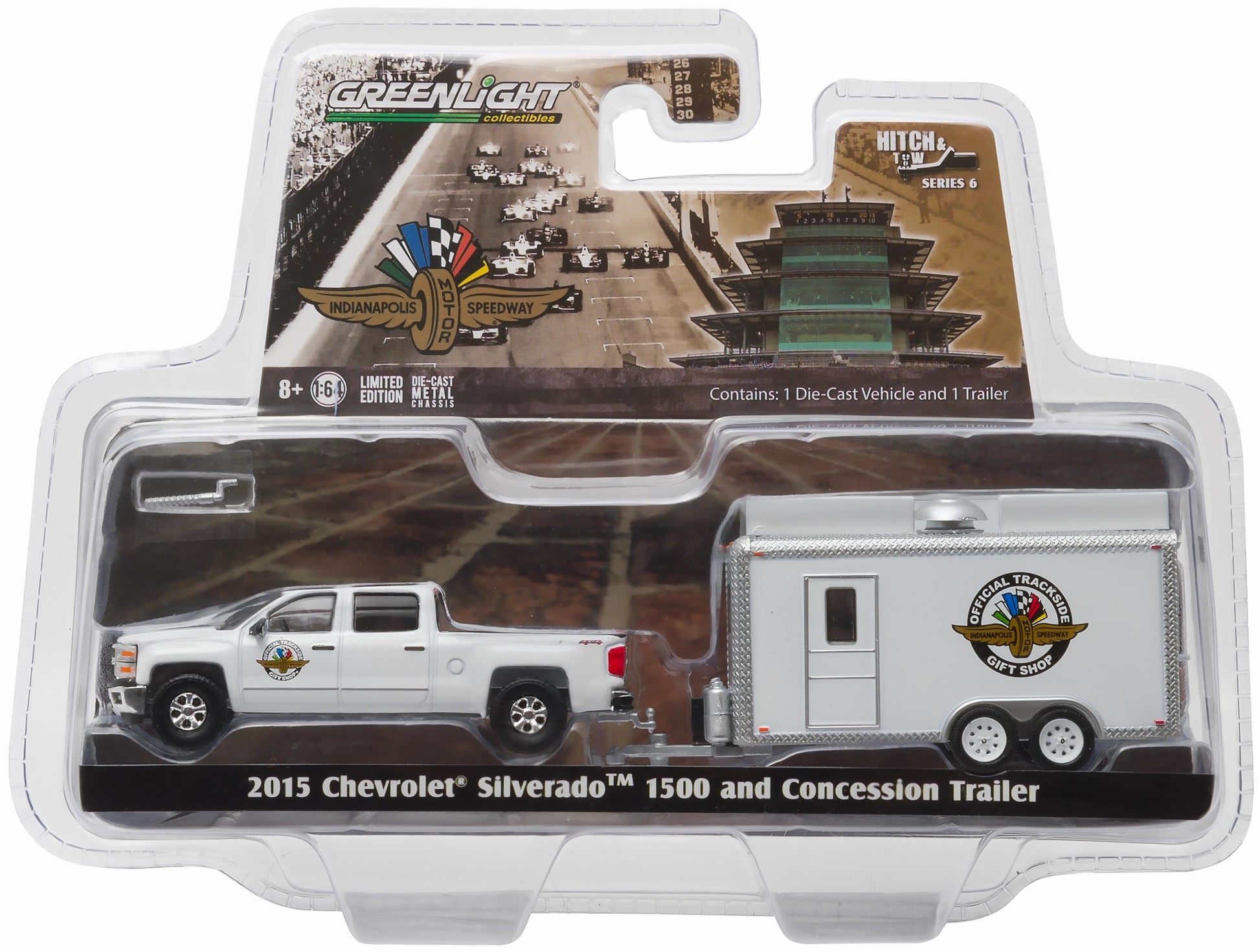 2015 Chevy Silverado (White) w/Vendor Trailer "Indianapolis Motor Speedway Gift Shop" (White)