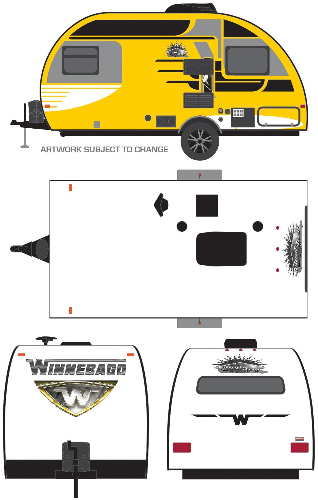 2016 Winnebago Winnie Drop 1710 Travel Trailer (Yellow/Black/White)