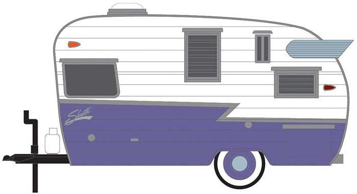 1959 Shasta 15' Airflyte Travel Trailer (Purple/White)