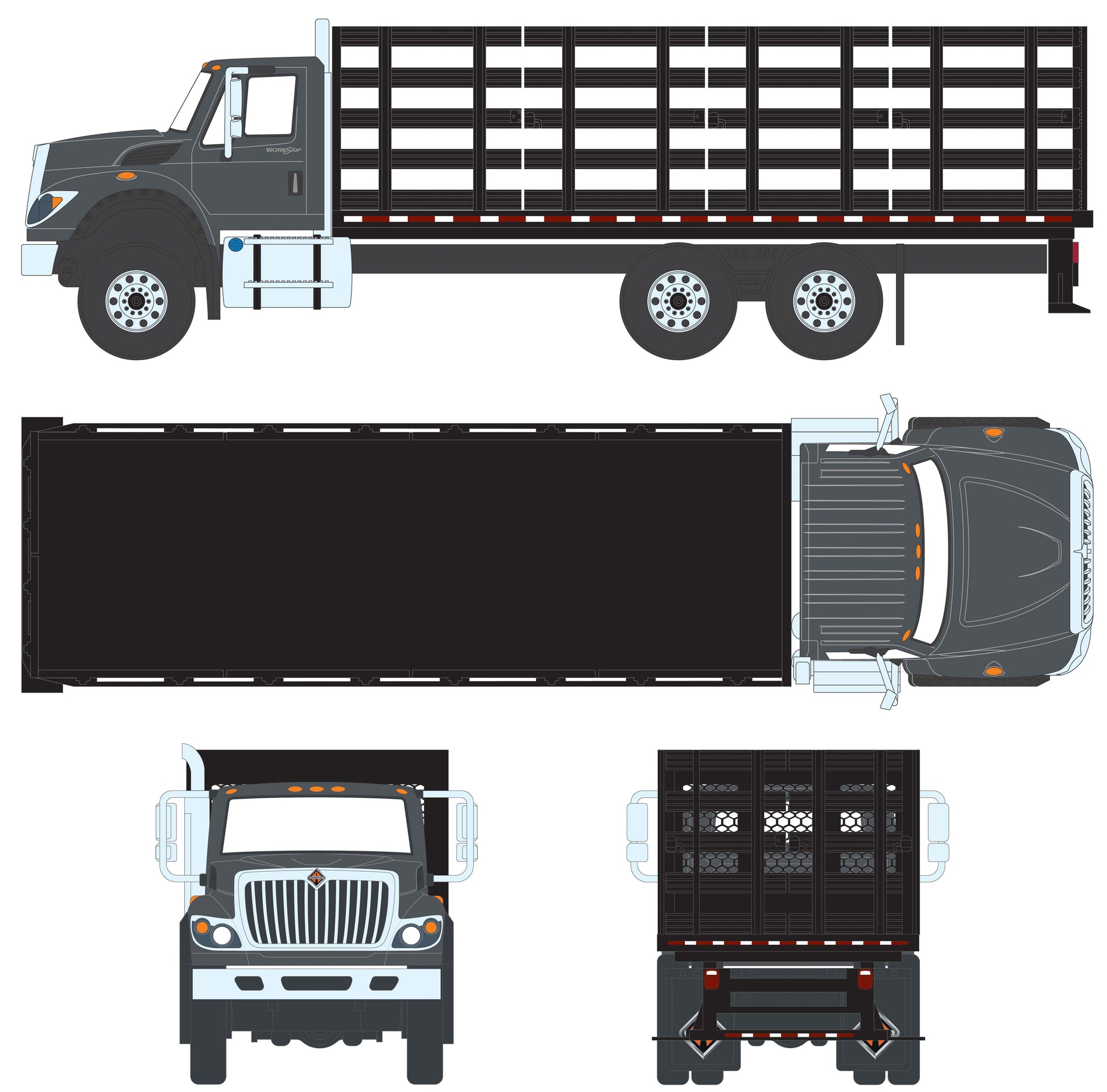 2017 International WorkStar 7600 Stakebed Truck (Gray/Black)