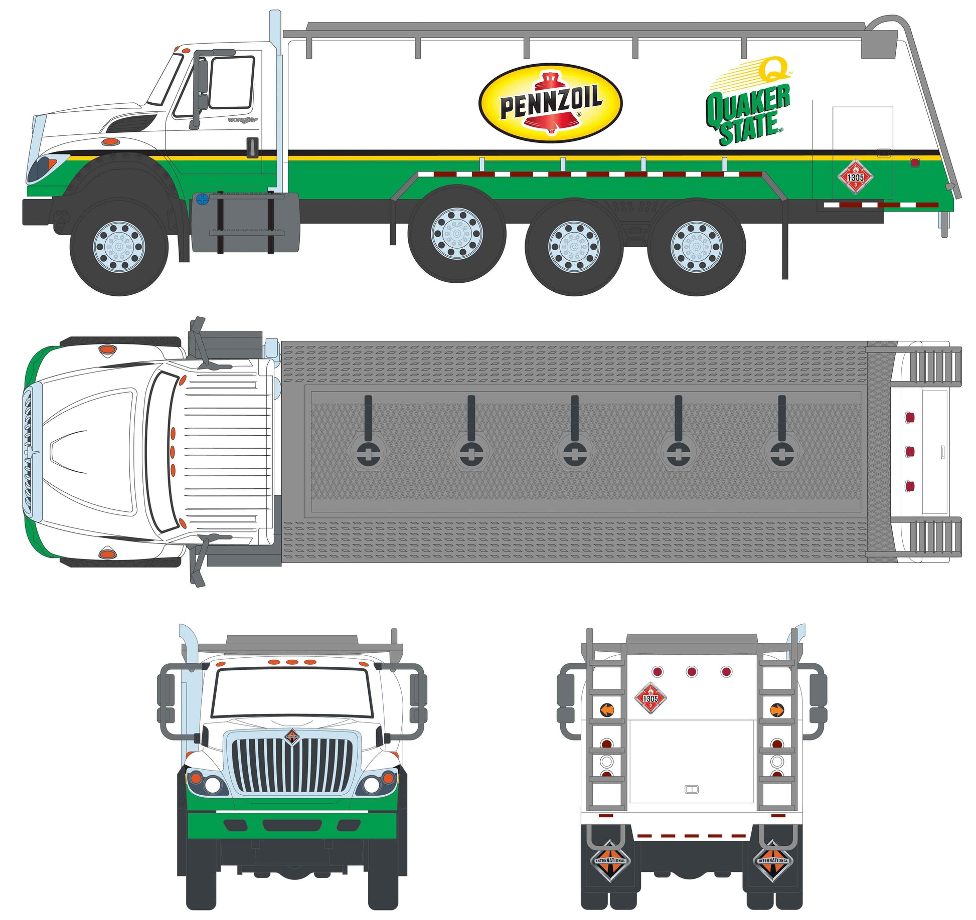 2017 International WorkStar 7600 Fuel Oil Tanker Truck "Pennzoil - Quaker State"