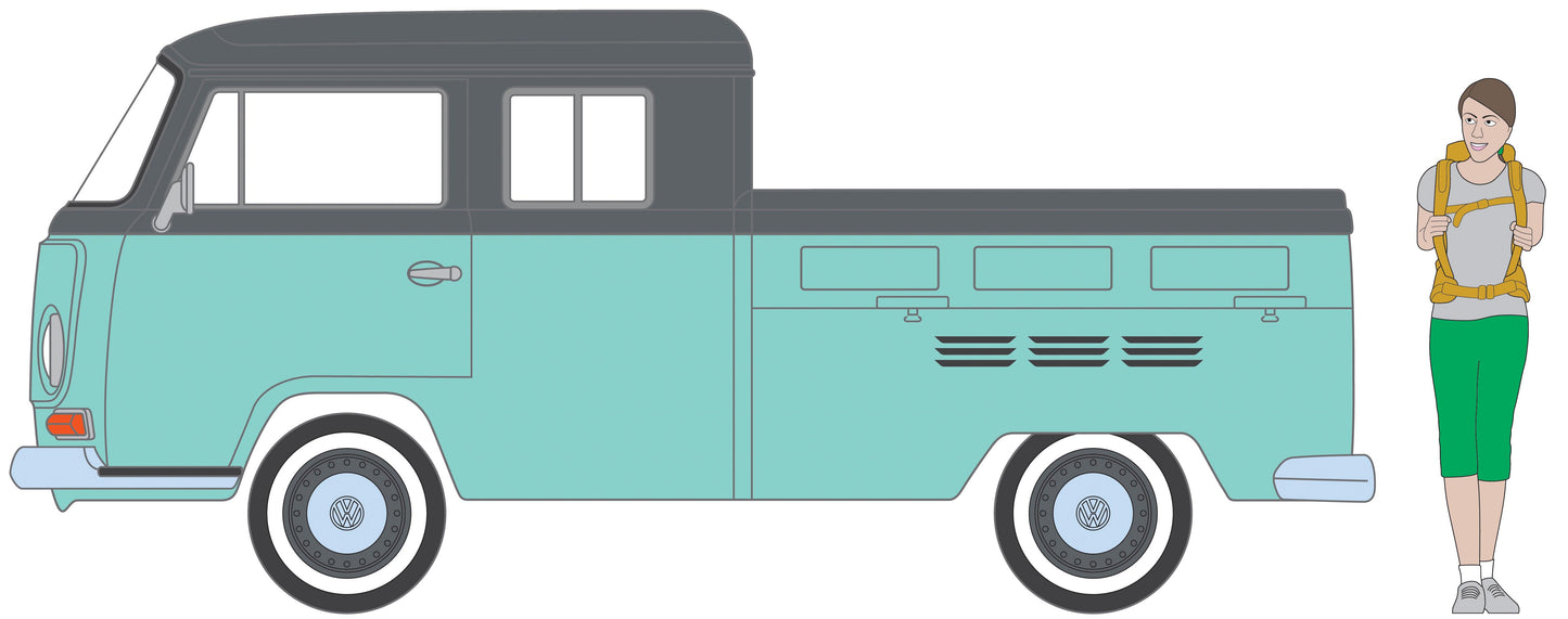 1968 Volkswagen Type 2 Pickup (Blue/Teal) w/Backpacker