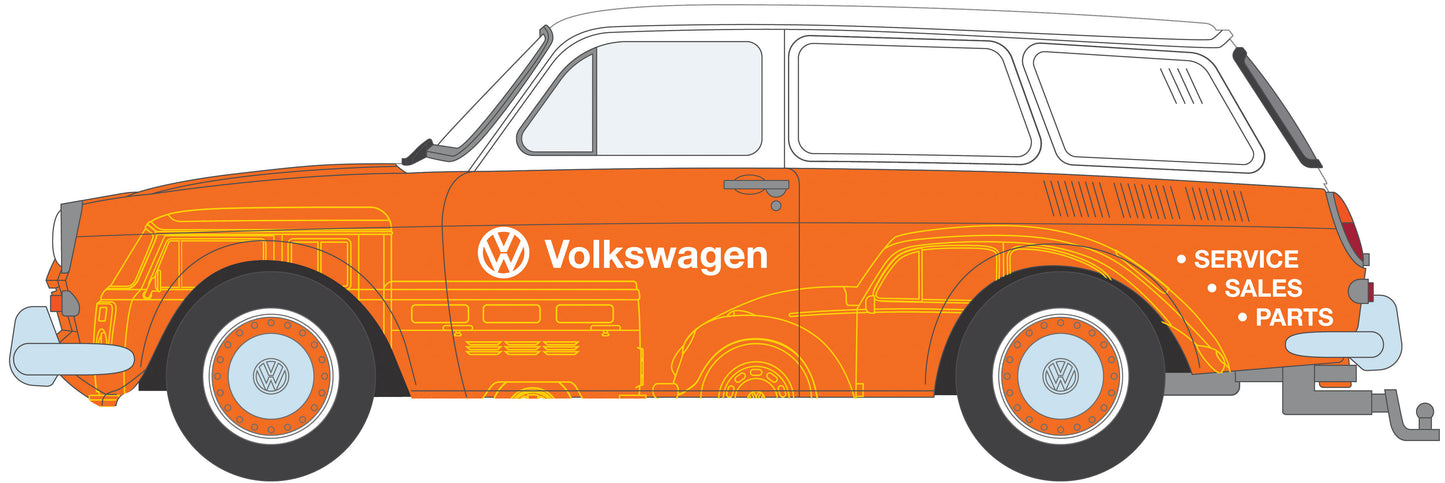 1966 Volkswagen Type 3 Panel Van (Orange/White) "VW Sales & Service"