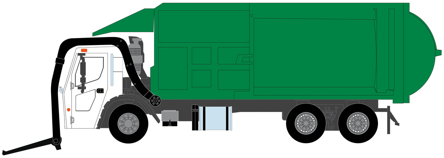 2019 Mack LR Front Load Refuse Truck (Green/White)