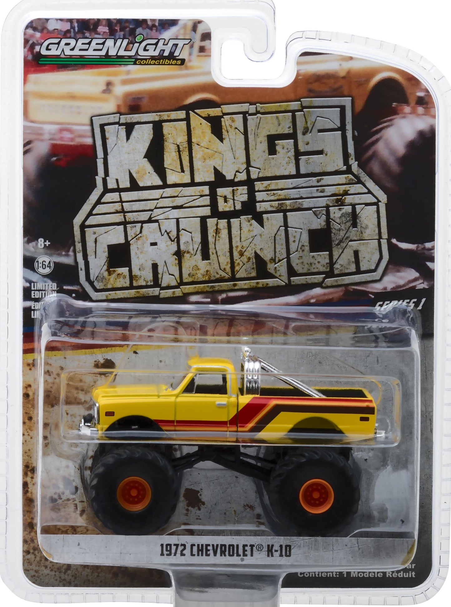 1971 Chevy K-10 Monster Truck (Yellow w/Red/Orange/Brown Stripes)