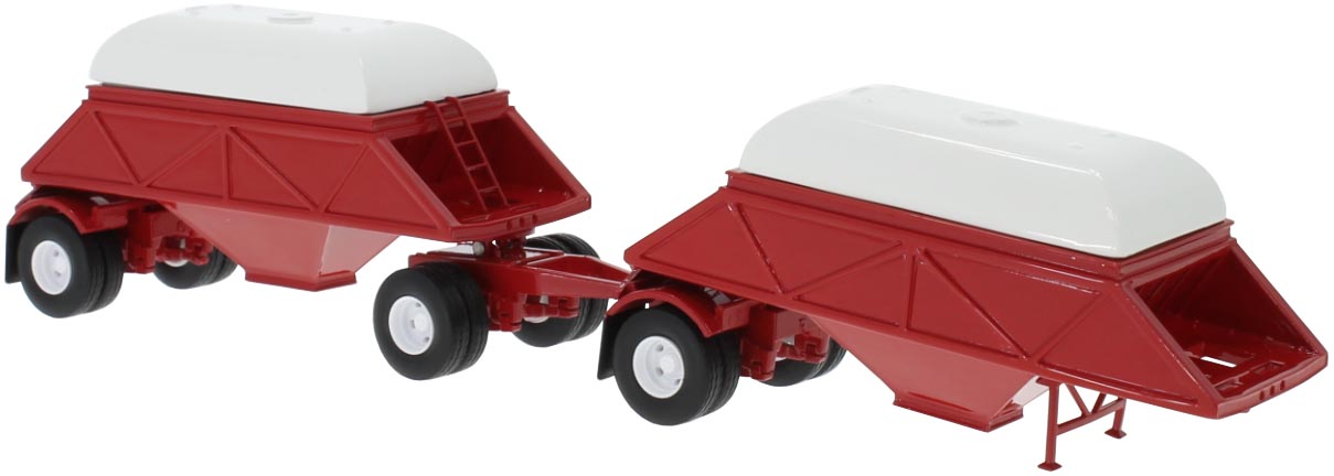 1958 Anhanger Double Bottom Dump Trailers (Red) with Covers (White)