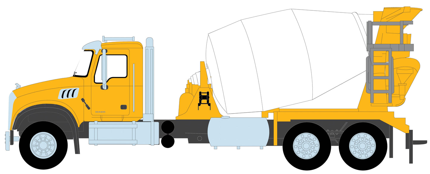 2019 Mack Granite Cement Mixer Truck (Yellow/White)