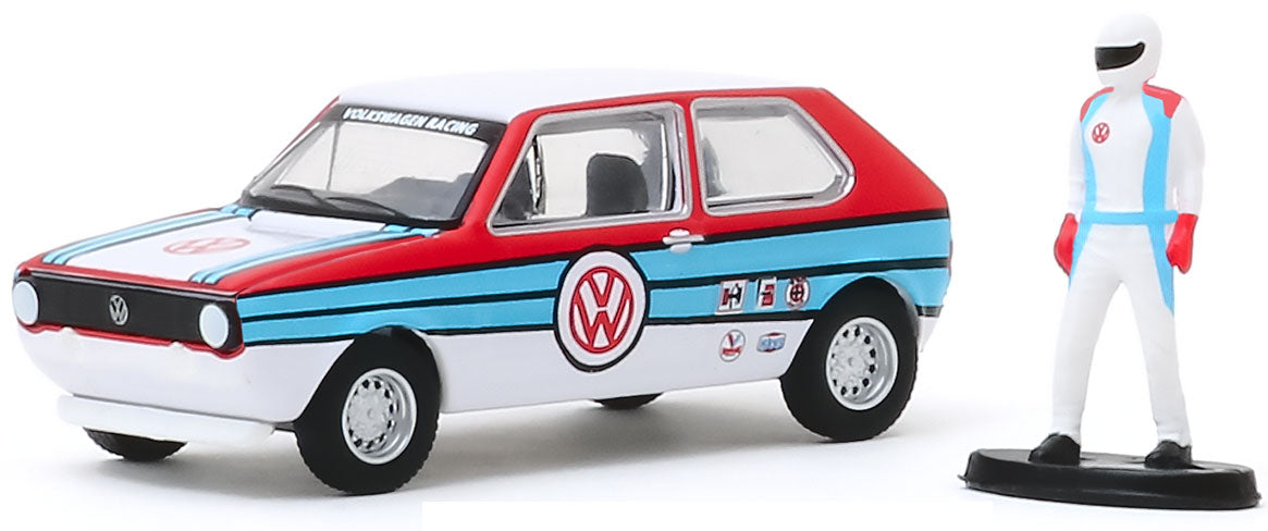 1975 Volkswagen Rabbit "VW Racing" (Red/White/Blue) w/Race Car Driver