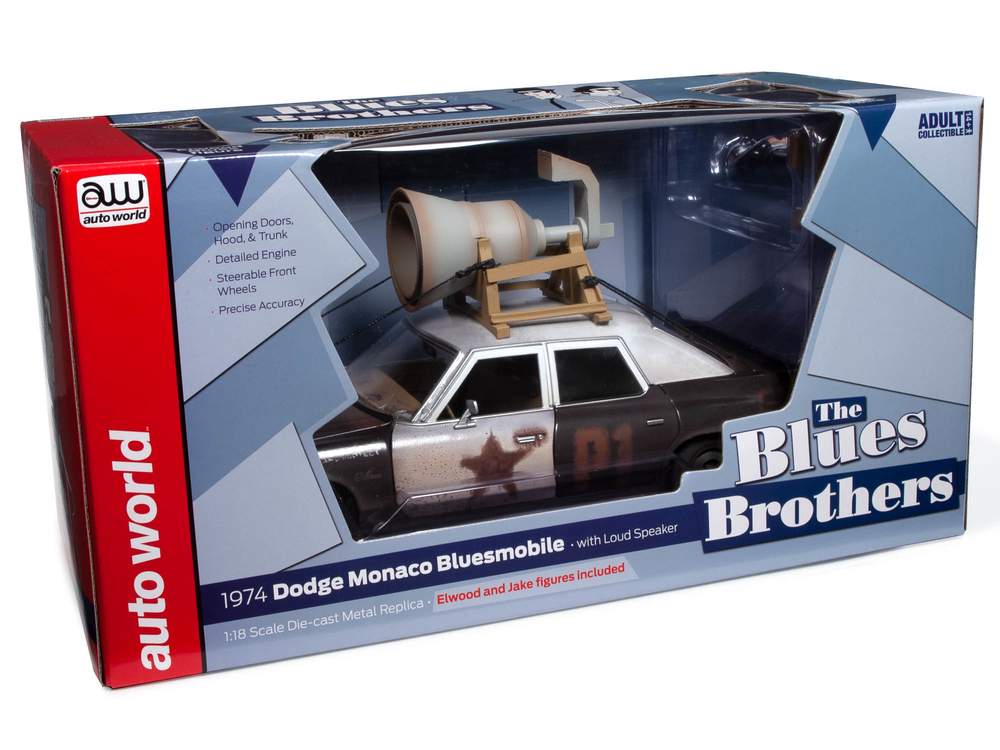 Blues Brothers 1974 Dodge Monaco Police Pursuit (Black/White) With Figures