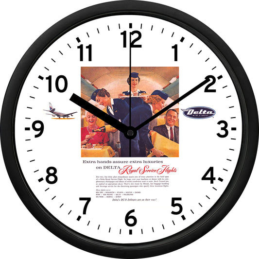 Delta Air Lines "Royal Service Flights" Wall Clock