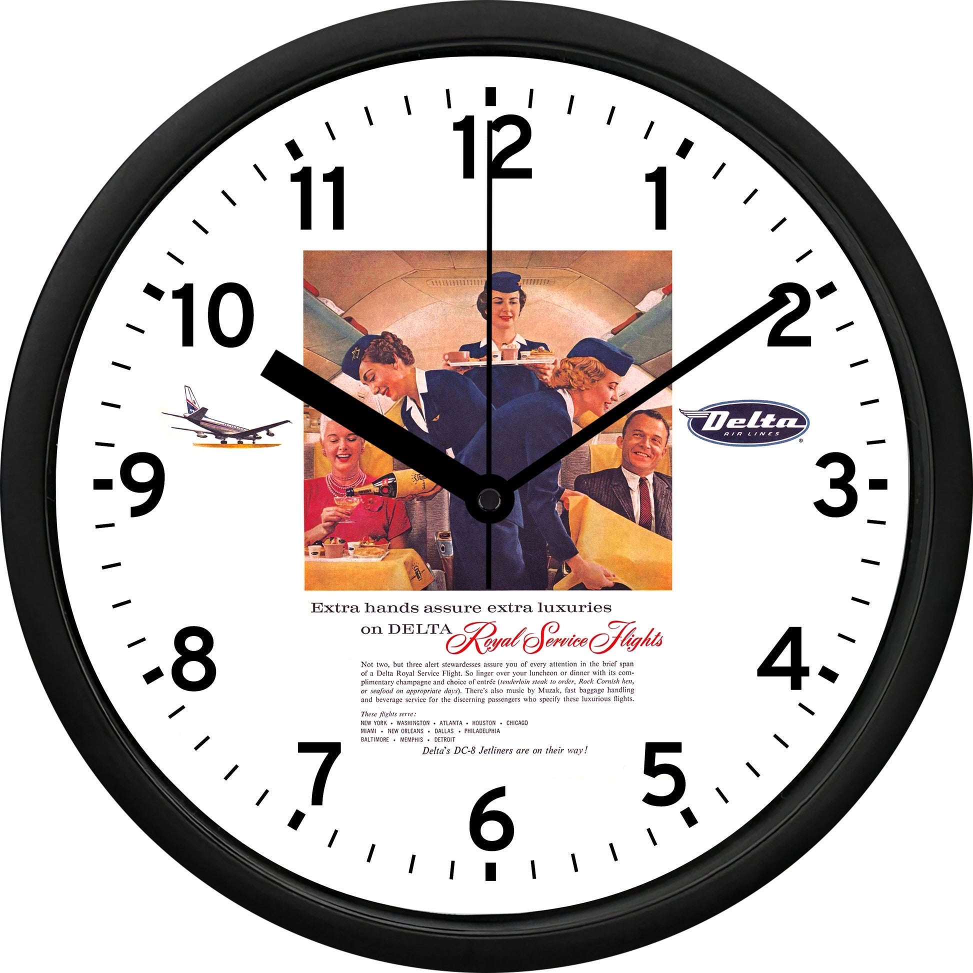 Delta Air Lines "Royal Service Flights" Wall Clock