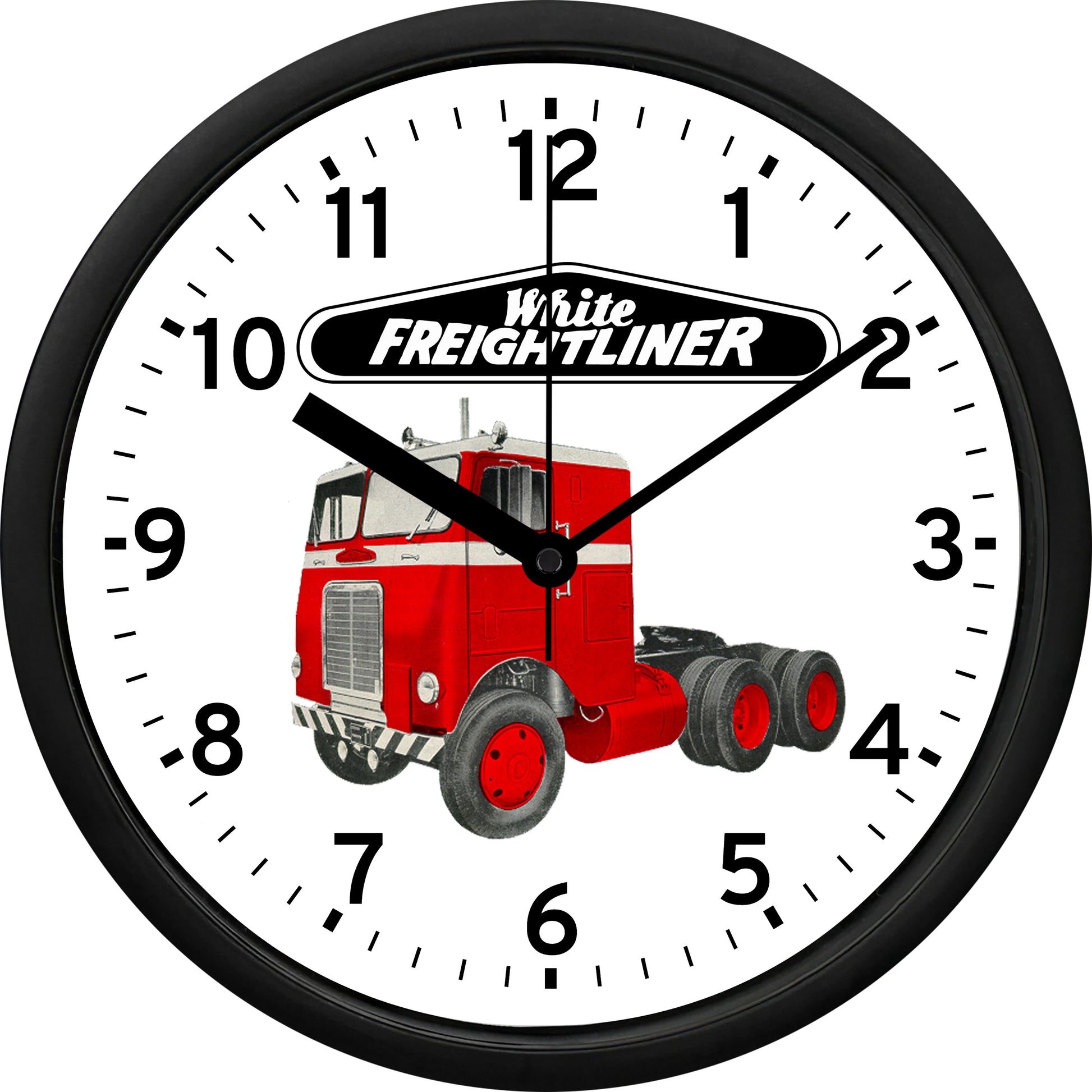 White Freightliner Trucks Wall Clock