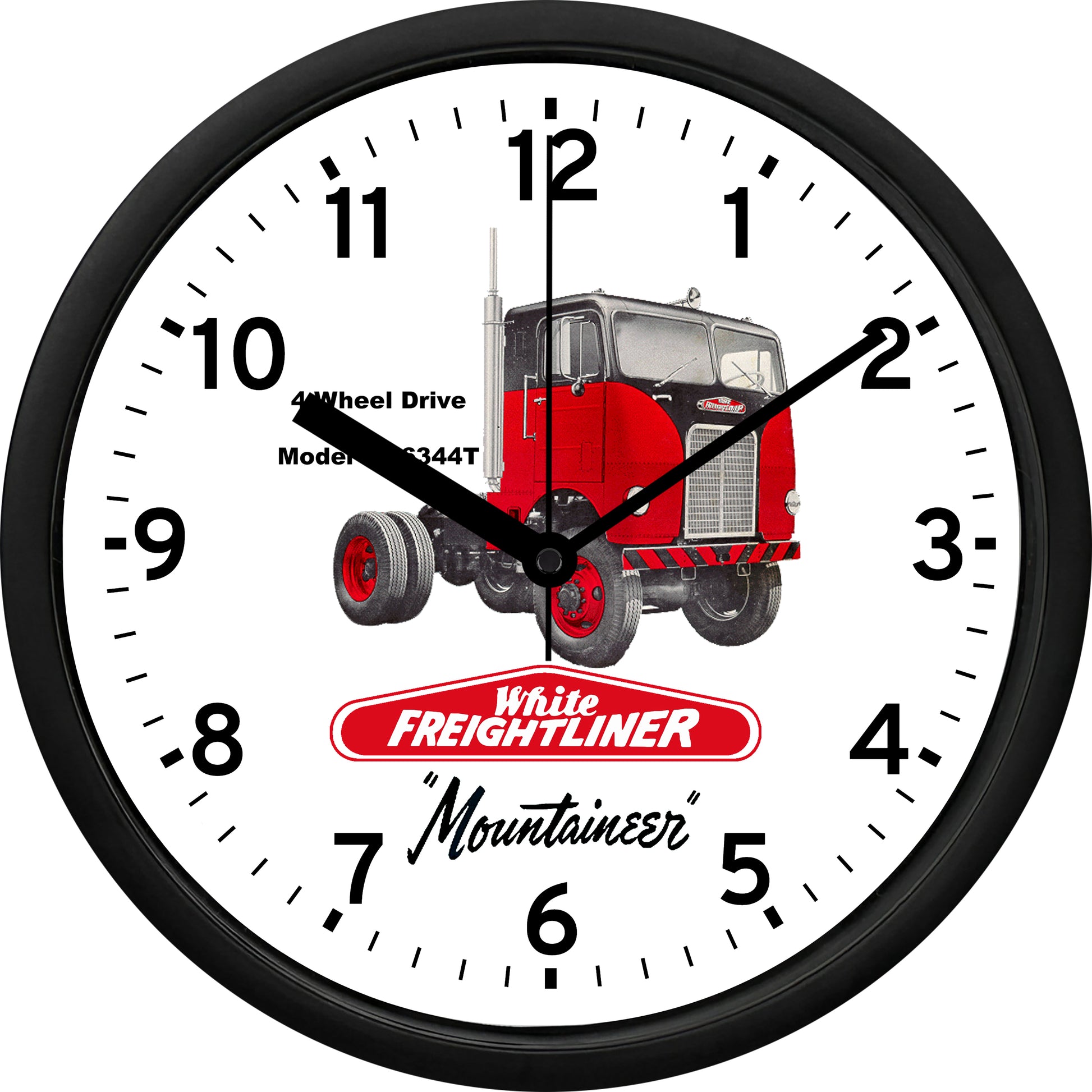 White Freightliner Trucks Wall Clock