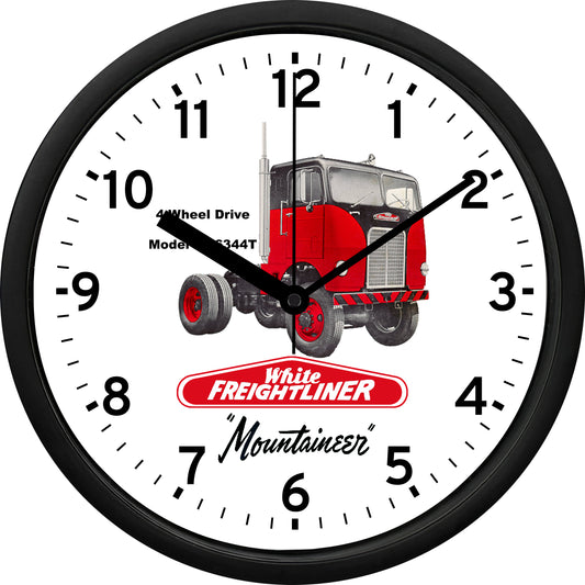 White Freightliner Trucks Wall Clock