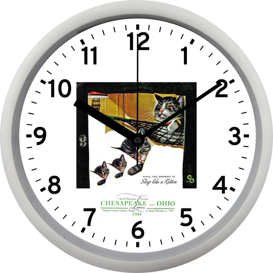 Chesapeake & Ohio Railroad "C&O" "Sleep Like a Kitten" Wall Clock