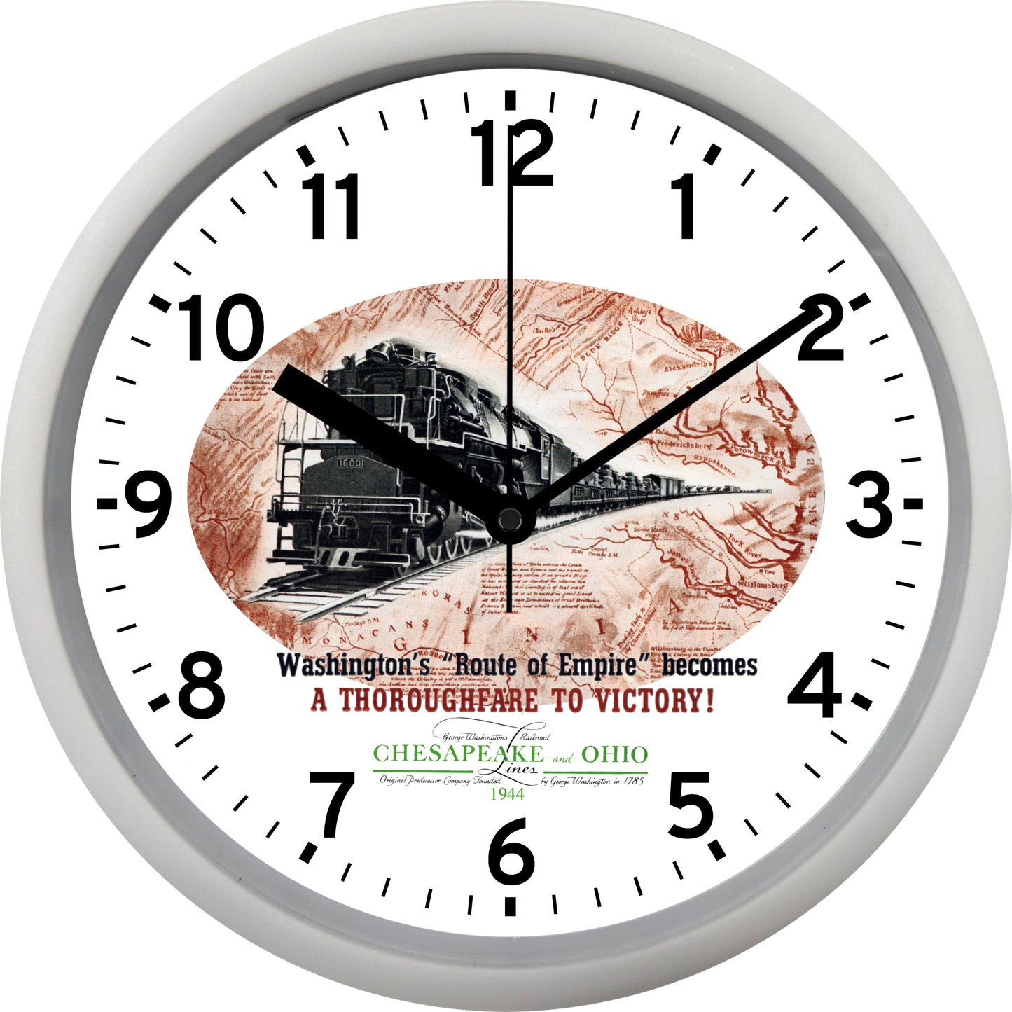 Chesapeake & Ohio Railroad "C&O" Washington's "Route of Empire" Becomes A Thoroughfare To Victory! Wall Clock