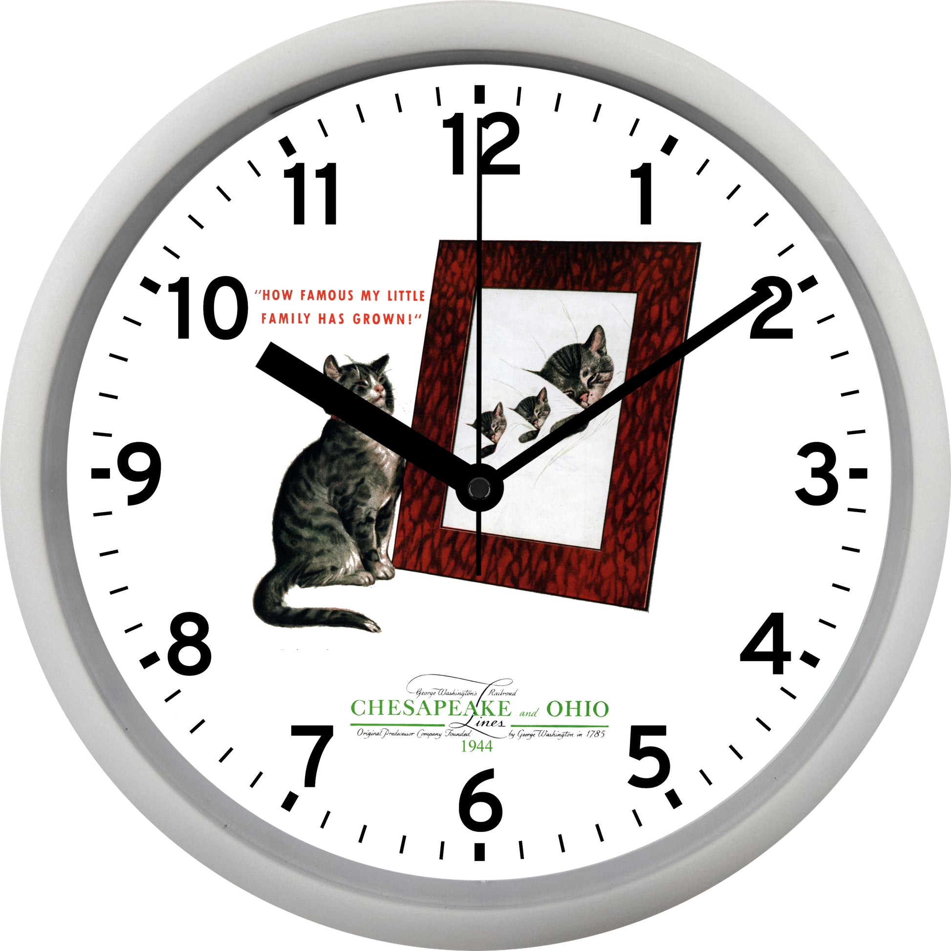 Chesapeake & Ohio Railroad "C&O" "How Famous My Little Family Has Grown!" Wall Clock