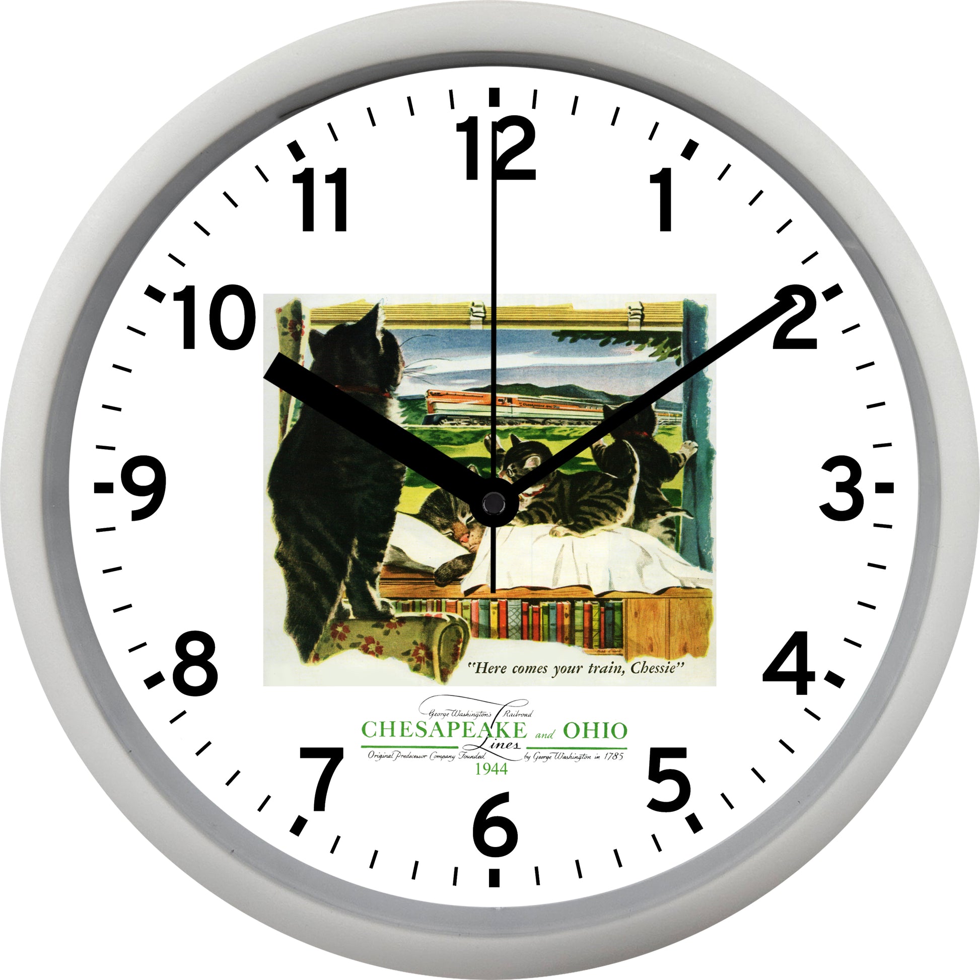 Chesapeake & Ohio Railroad "C&O" "Here comes your train, Chessie" Wall Clock