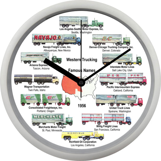 1956 Famous Western Trucking Companies Wall Clock