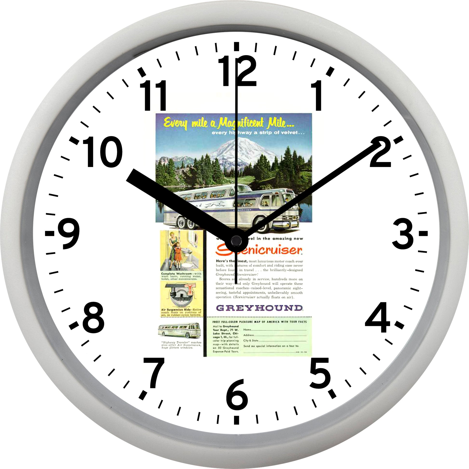 Greyhound Bus Lines Scenicruiser Wall Clock