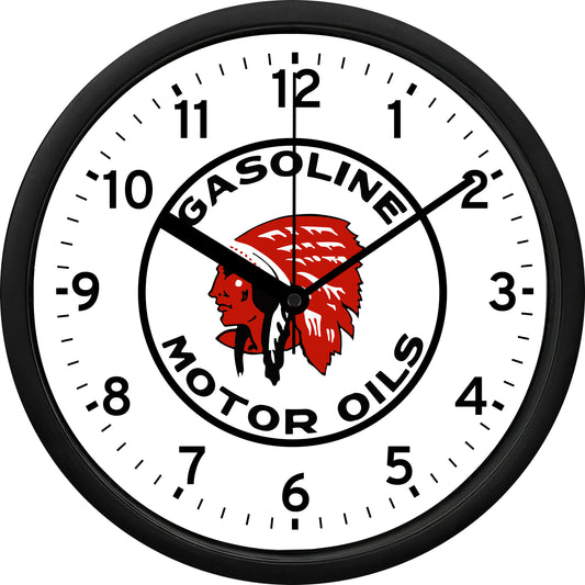 Red Indian Gasoline & Motor Oils Wall Clock