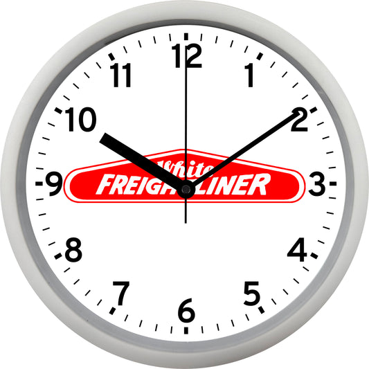 White Freightliner Trucks Wall Clock