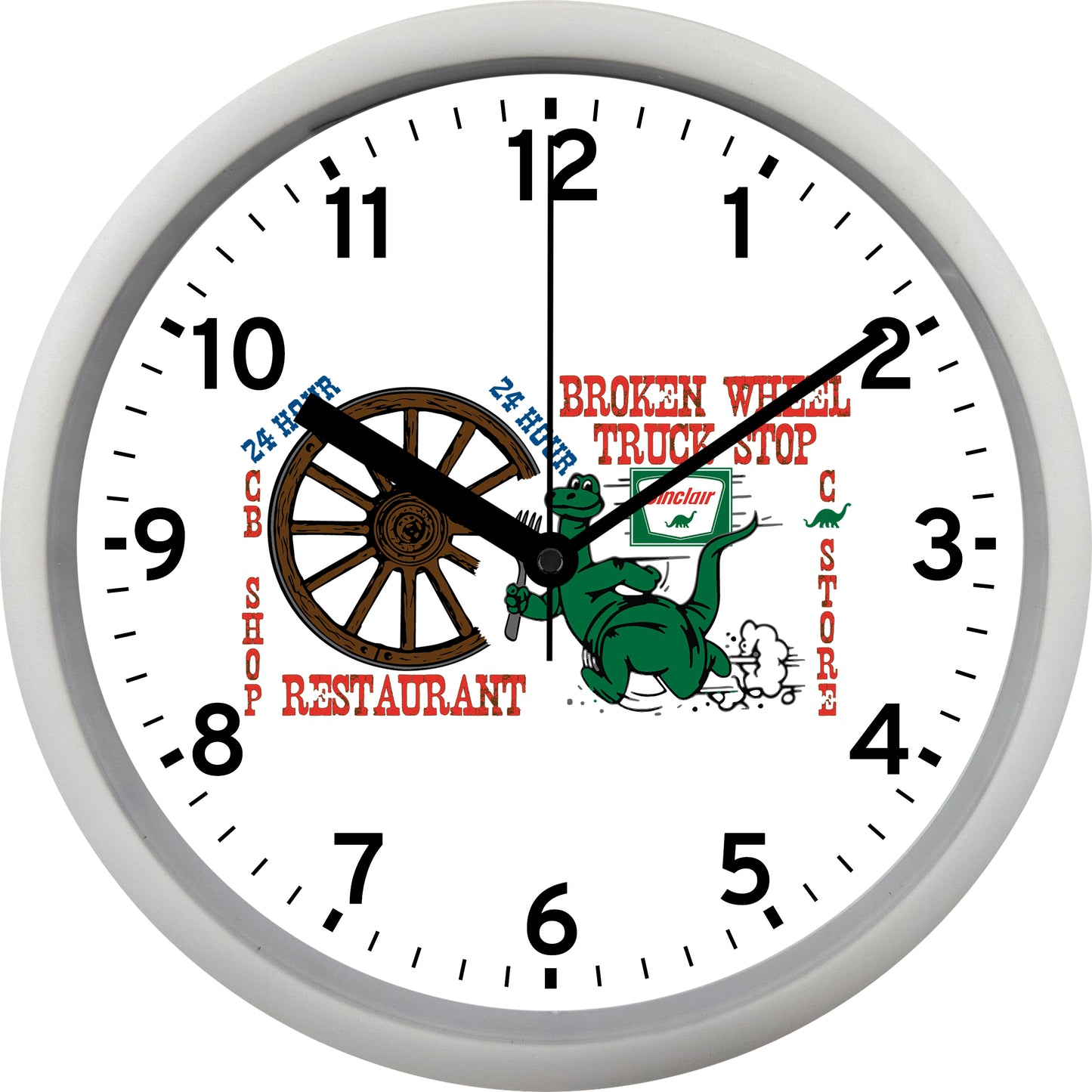 Sinclair Broken Wheel Truck Stop Wall Clock