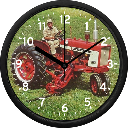 International Harvester Farmall 504 Tractor with Side Mounted 115 Mower Wall Clock