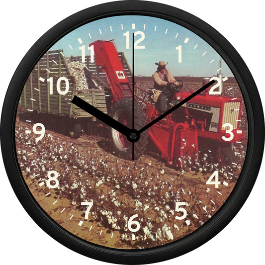 International Harvester Farmall 706 with International Number 22 Cotton Stripper Wall Clock