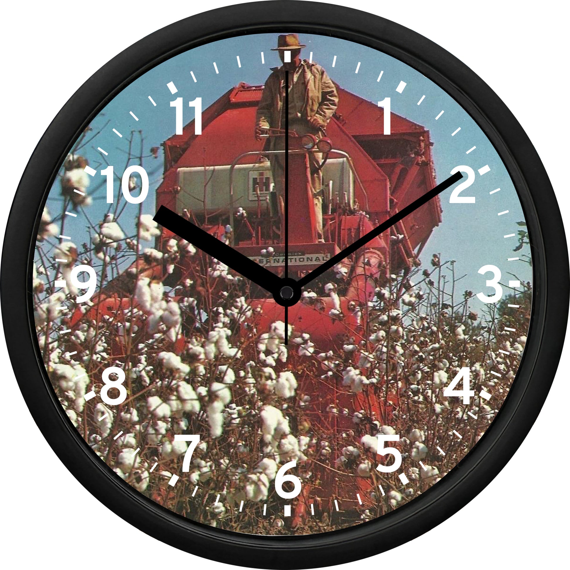 International Harvester 2-Row Self-Propelled Cotton Picker Wall Clock