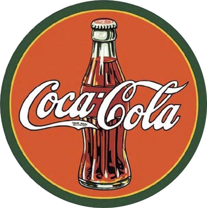 Coke - 1930's Bottle & Logo - Round