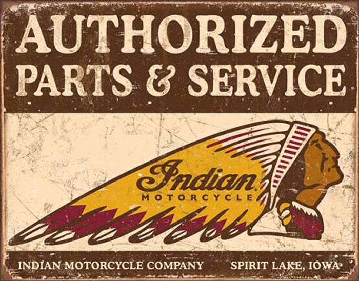 Authorized Indian Motorcycles Parts and Service (Weathered)