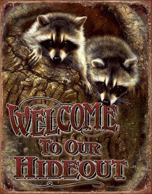 Welcome to Our Hideout (Raccoon) (Weathered)